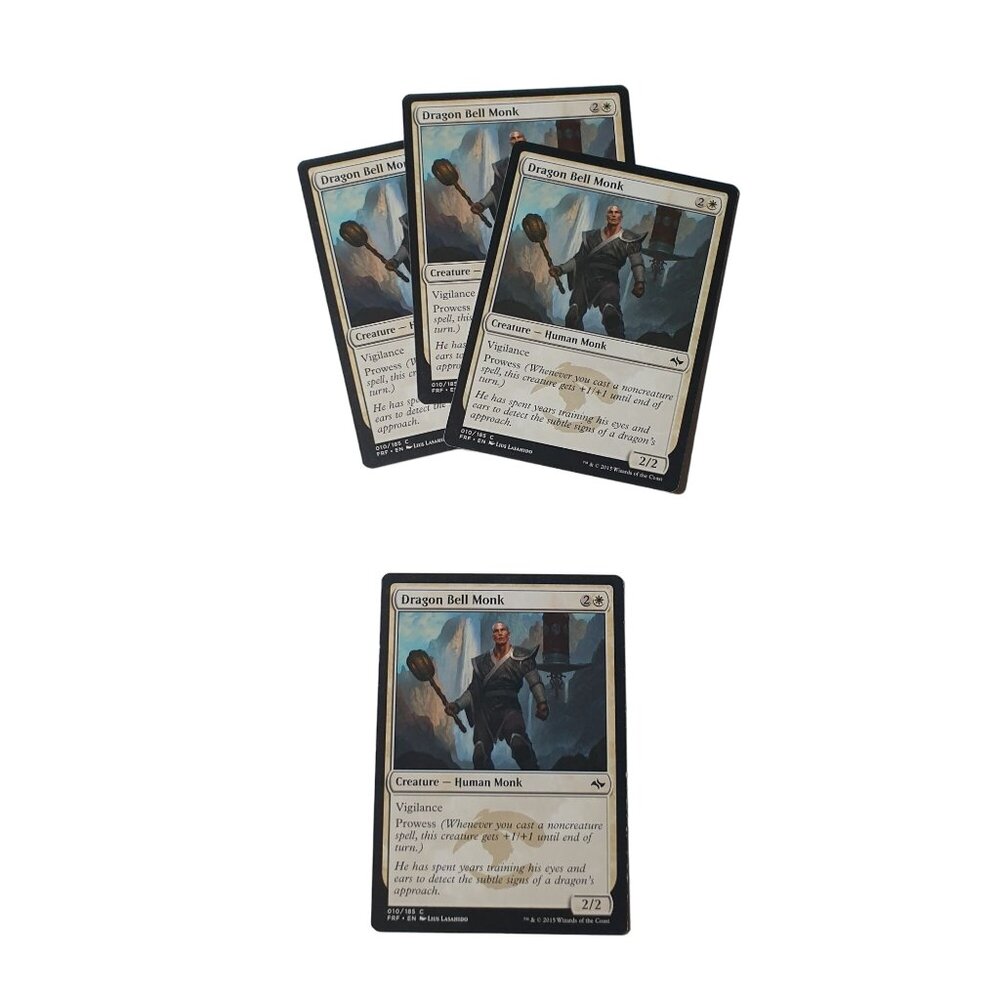 Magic The Gathering Dragon Bell Monk Cards X4 Creature Human 10/185 Prowess 2/2